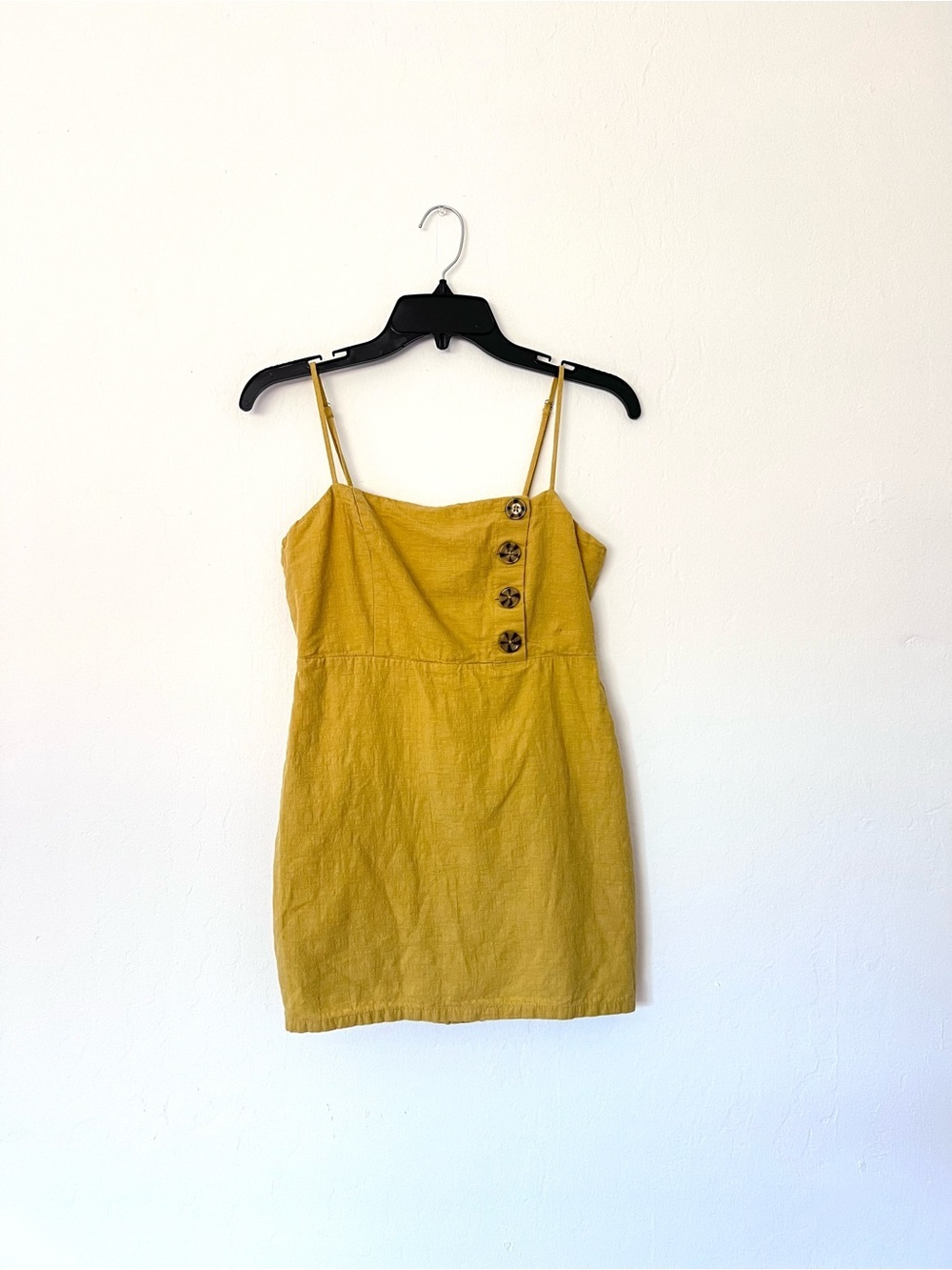 Cage Mustard Yellow Linen Blend Mini Dress